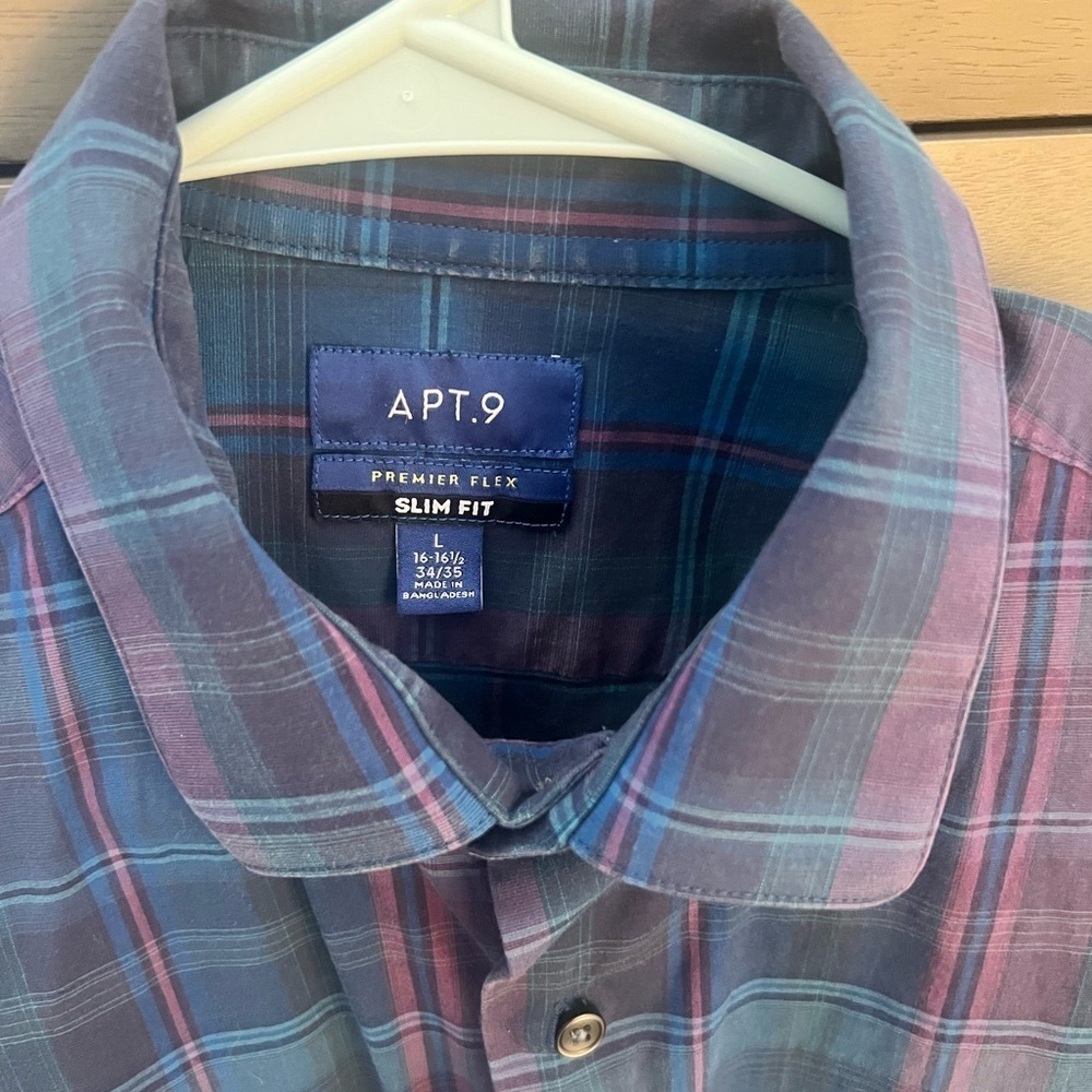 Apt. 9 Navy and Burgundy Plaid Shirt - Picture 4 of 6